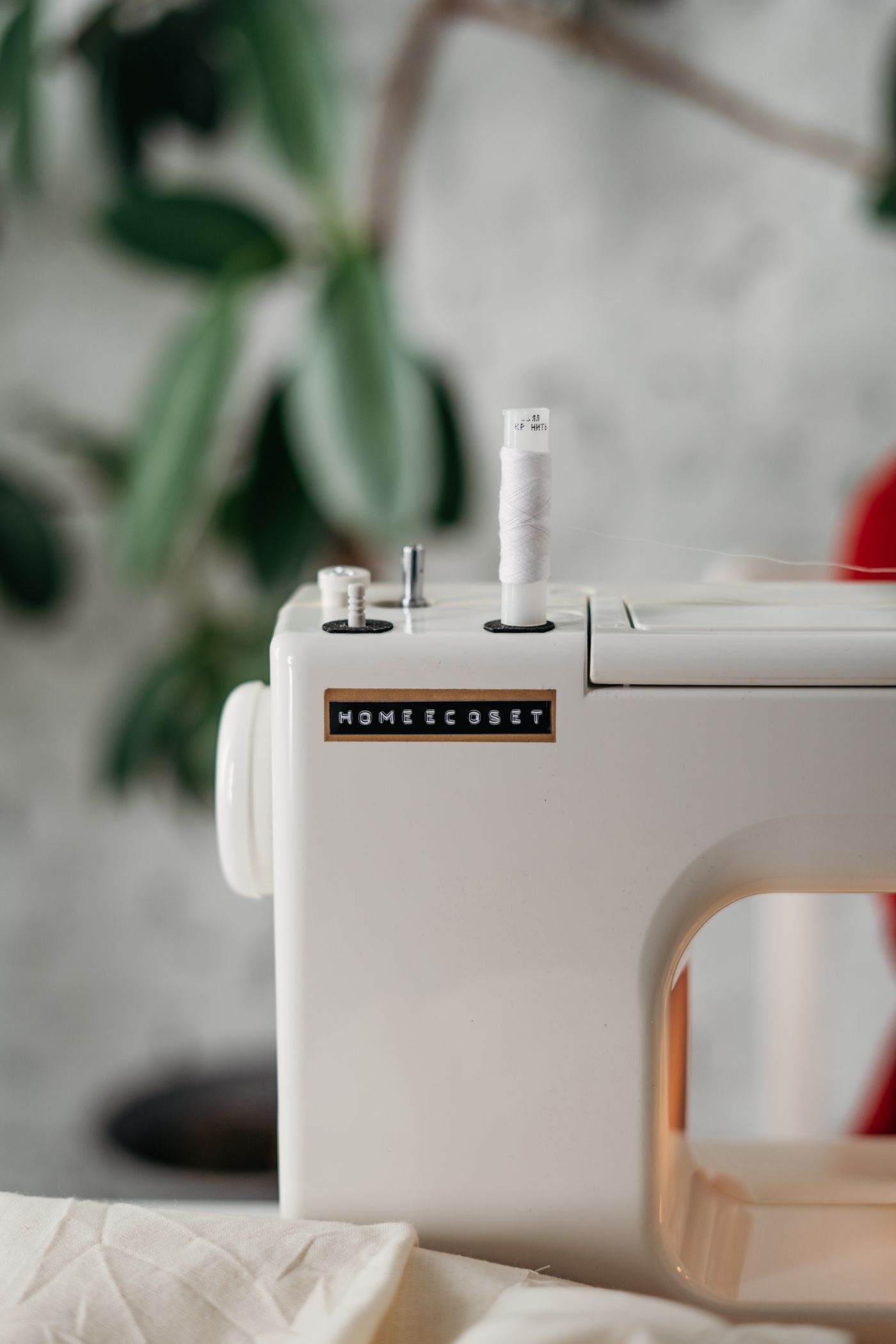 Domestic sewing machine close-up