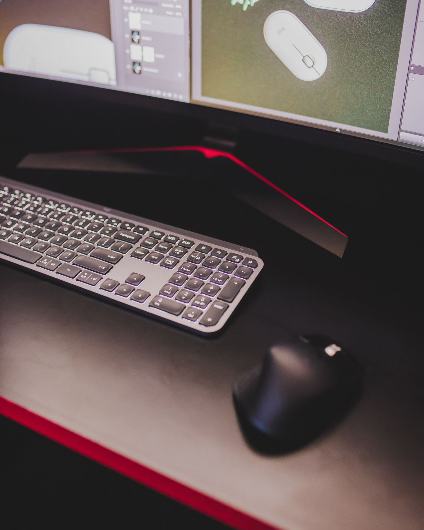 Mouse beside keyboard