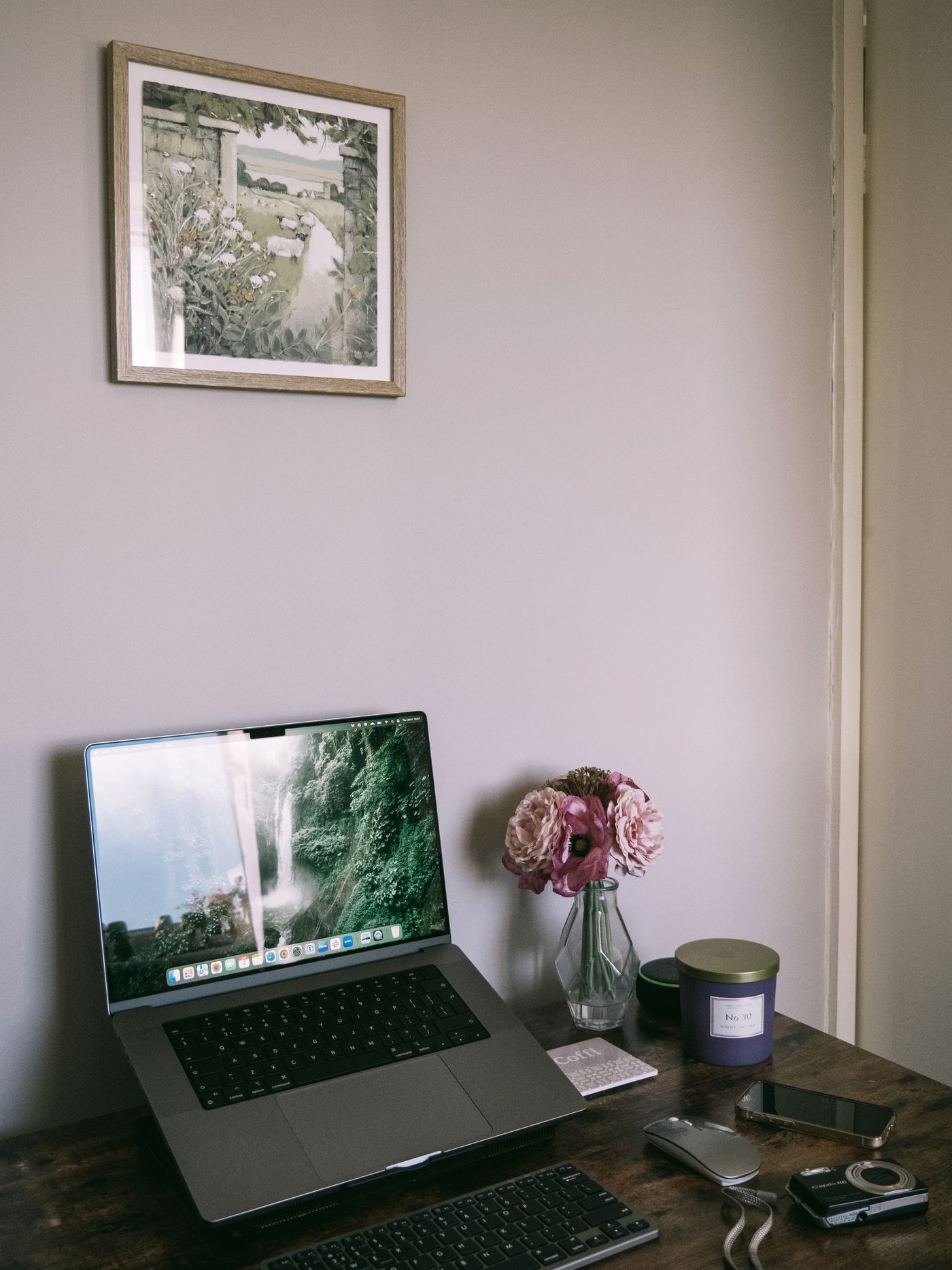 Laptop on stand with external keyboard